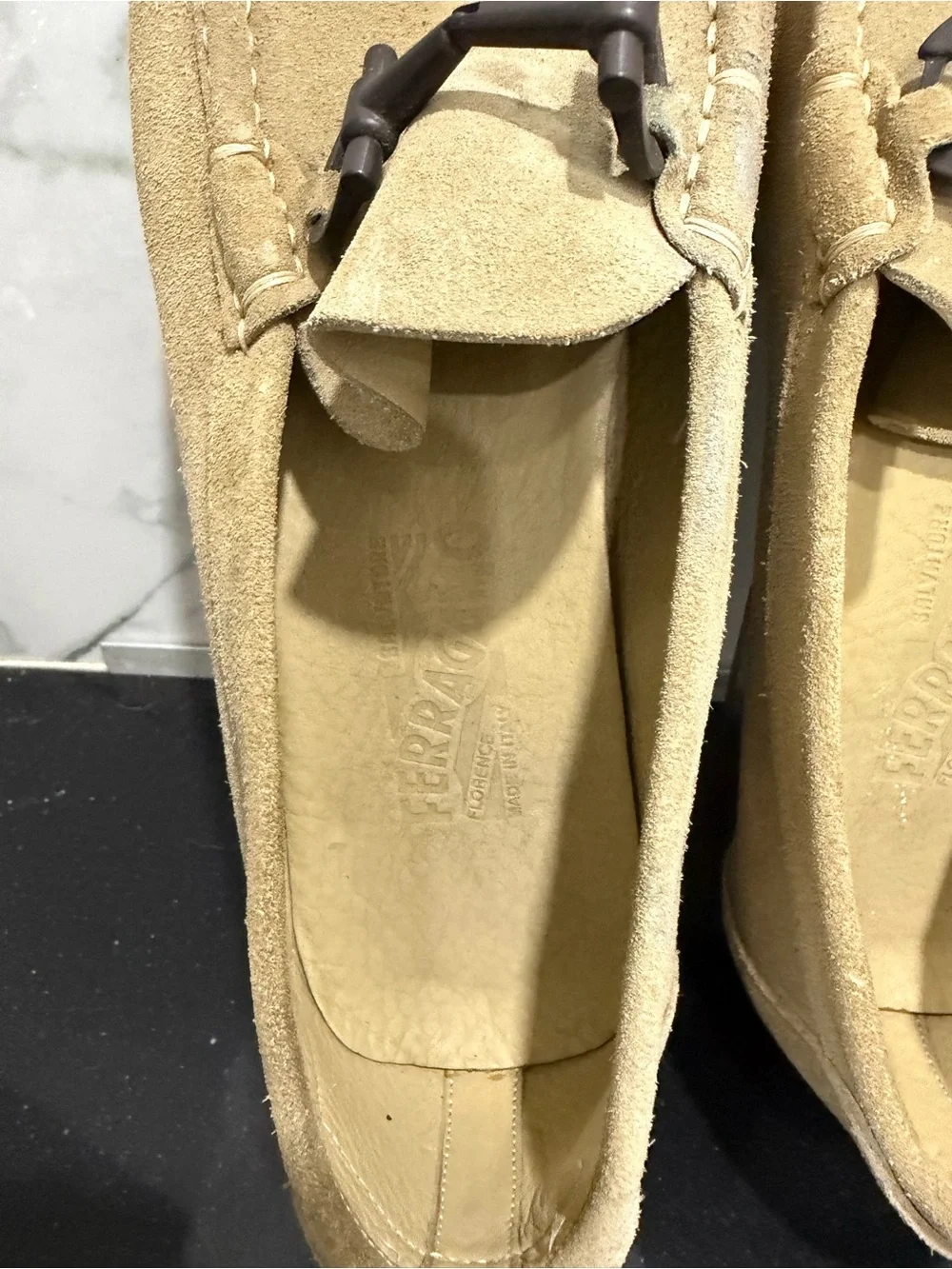 Salvatore Ferragamo men’s shoes horse bit suede Loafers size 10.5